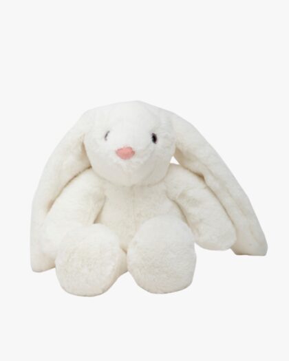 plush white bunny with long ears