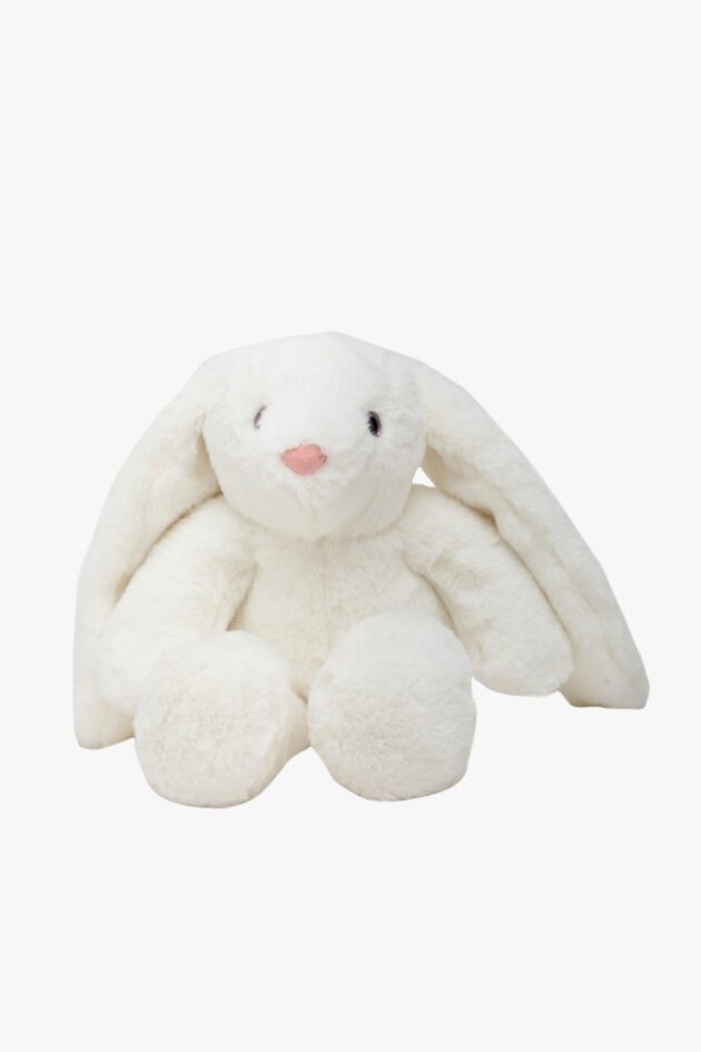 plush white bunny with long ears